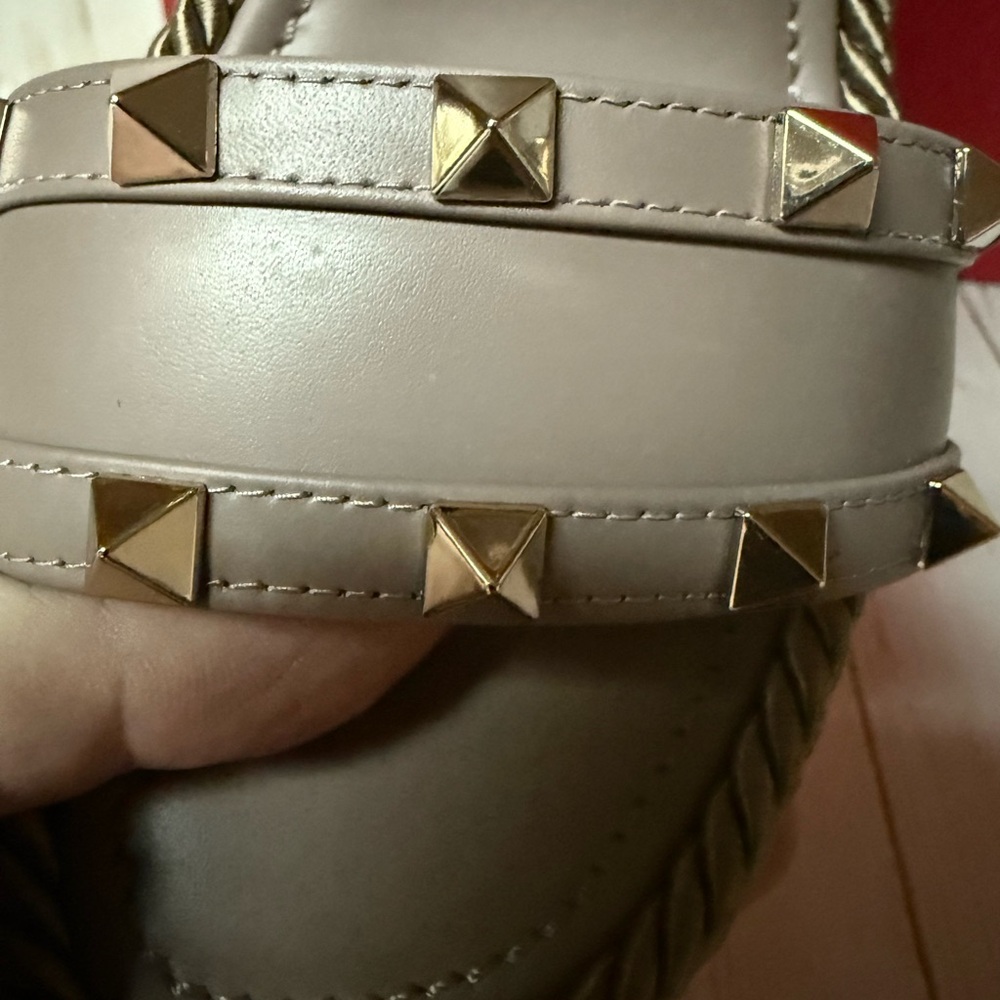 Valentino Garavani Rockstud Torchon Espadrille Wedge Taupe Sz 41 / 11 - Picture 10 of 15